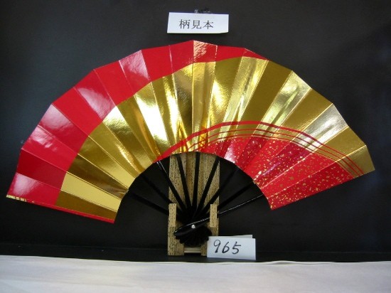舞扇子 A965 金箔ナナメ線 高級光沢紙赤色 【箱なし】 サイズ変更