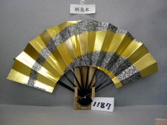 舞扇子 A1186 金箔ナナメ線 黄・銀モミ地 【箱なし】 サイズ変更