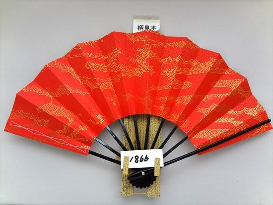 人気商品の入荷速報 入荷Now A1866 舞扇子 金箔水玉雲 サイズ変更・骨色 【箱なし】 赤地 服＆ファッション小物