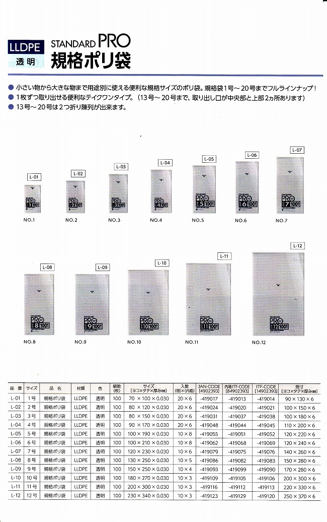 卓抜 日本サニパック サニパック スタンダートポリ袋8号 0.03mm L08