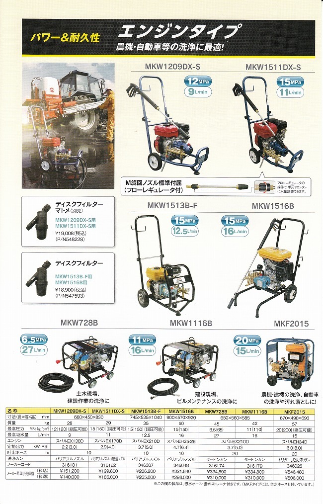 事業者限定] 丸山MKW1209DX-S【日本製エンジンタイプ高圧洗浄機