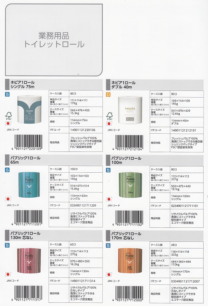 トイレットペーパー］ ネピア パブリック 1ロール130m芯なし[60個入個