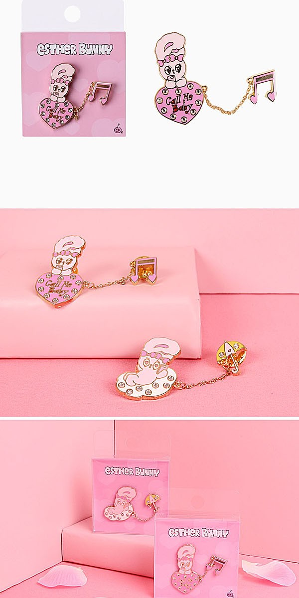 韓国雑貨 =ESTHER LOVES YOU= ハイパーガーリーな2連ピンバッジ
