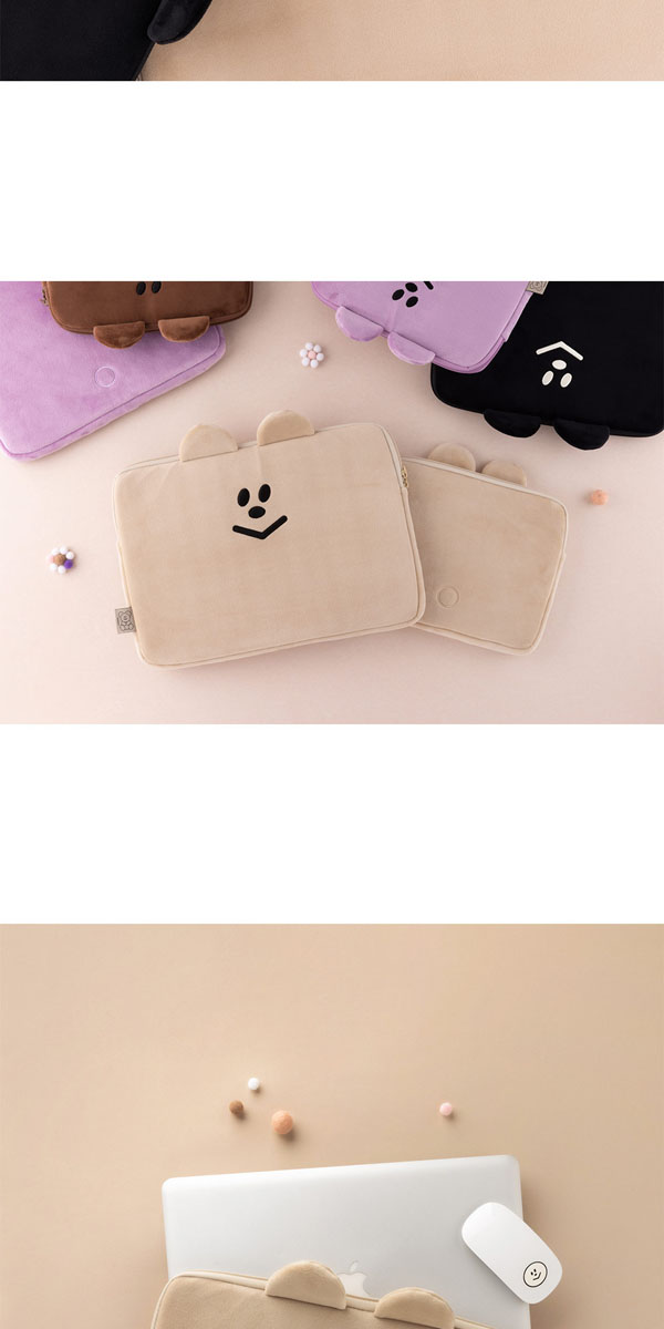 韓国 15インチ ポーチ かわいい 人気 くまさん タブレットポーチ 韓国雑貨 =momossi= くまさんのタブレットポーチ《15inch
