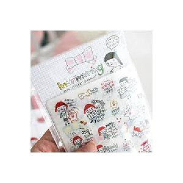韓国雑貨 murmuring 透明ステッカー ver.1［6枚セット］｜シール｜文房具｜かわいい｜お土産｜13k200810120042