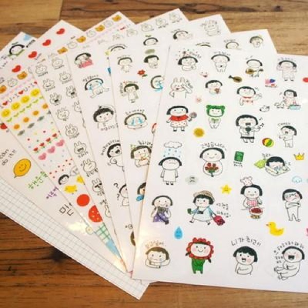 韓国雑貨 EVERYDAY HAPPYDAY ステッカー［6枚 / 2セット］｜シール｜文房具｜かわいい｜お土産｜BBS942638