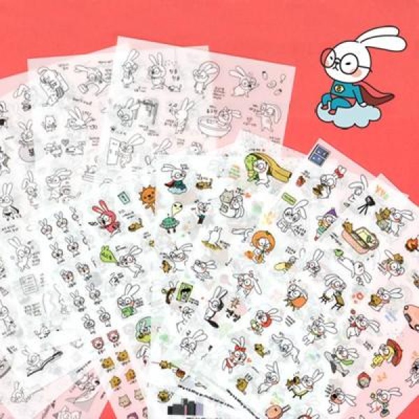 韓国雑貨 まとめてお得／ Hong-e & dding-gu ステッカーセット［ver.1+ver.2=12枚セット］｜シール｜文房具｜可愛い｜13k215020513271