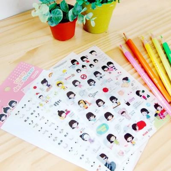 韓国雑貨 FUNNY WORLDのダイアリー透明DECOステッカー［2セット］｜シール｜文房具｜かわいい｜お土産｜13K215021257659