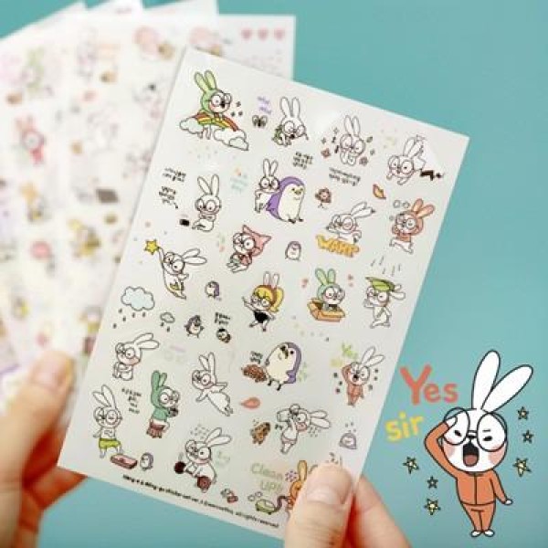 韓国雑貨 Hong-e & dding-gu ステッカーセット［ver.3 / 6枚セット］｜シール｜文房具｜かわいい｜13k215021836201