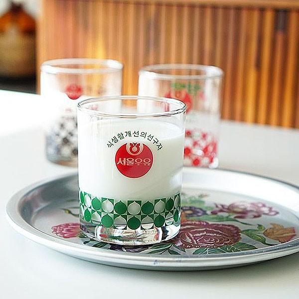 韓国雑貨 =ソウル牛乳= 思い出のソウル牛乳ガラスコップ［250ml ショート］｜かわいい｜お土産｜