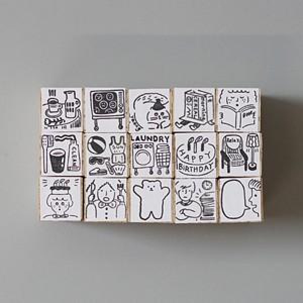 韓国雑貨 何に使うのか理解しづらい けどオシャレっぽいシュールスタンプセット ver.04(２０種から選べる２つセット)｜ハングル スタンプ｜かわいい｜