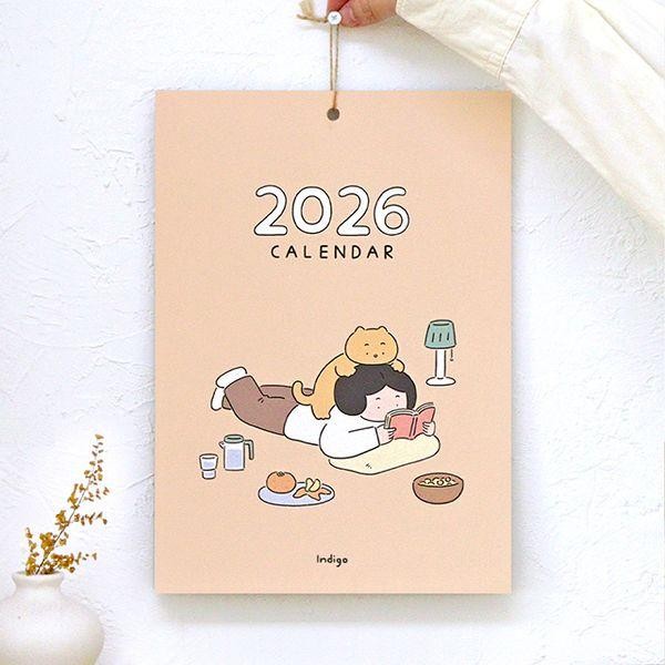 韓国雑貨 =INDIGO= 2026年 快適で控えめな日常のイラスト ポスターカレンダー(2026年 / 韓国歴)｜韓国語｜可愛い｜