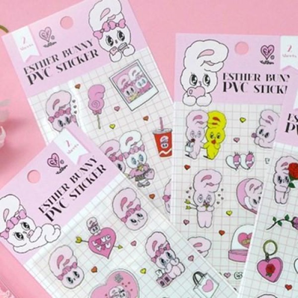 韓国雑貨 =ESTHER LOVES YOU= ハイパーガーリーなステッカーセット(4種×2シート)｜かわいい｜［エスターバニー］