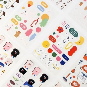韓国雑貨 =sukeydokey= ハングルアニメの様なステッカーセット［オール