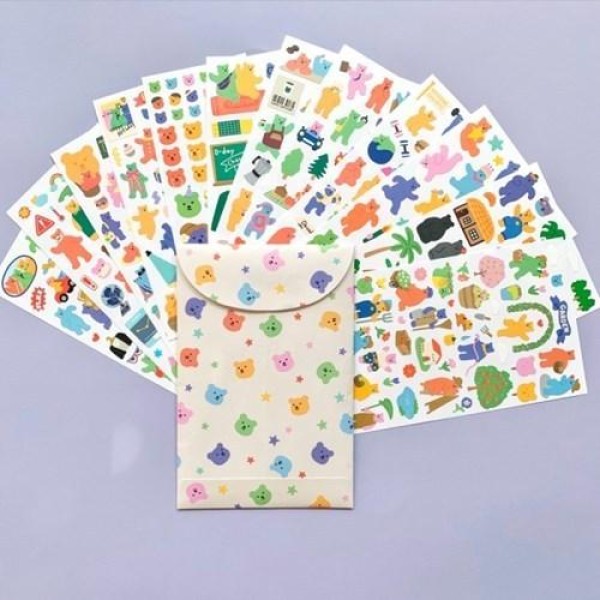 韓国雑貨 Jelly Bear ステッカーセット(12sheets)｜文房具｜可愛い｜