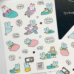 韓国雑貨 =sukeydokey= ハングルアニメの様なステッカーセット［オール