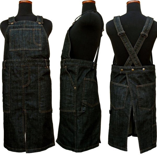 バックスエプロンオーバーオール10ozムラ糸デニム　onewash orslow】 DENIM APRON(UNISEX) One Wash 8oz(オンス)デニム