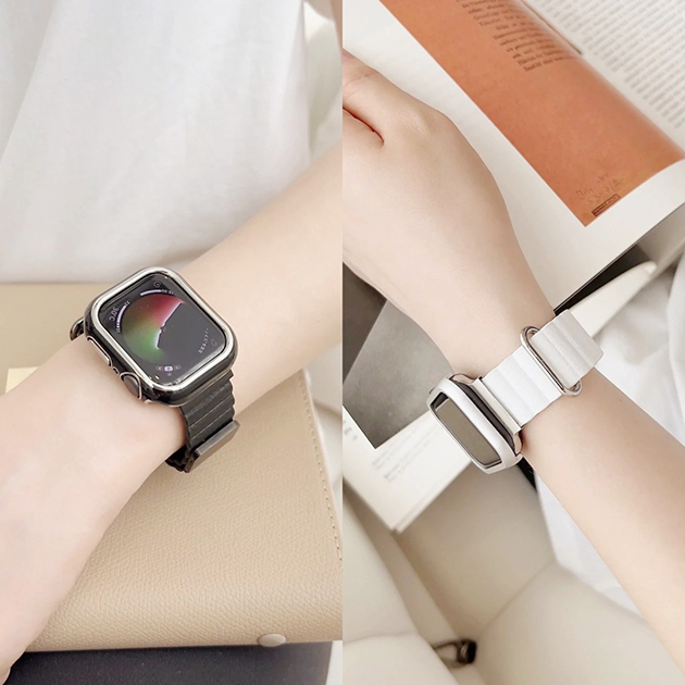 アップルウォッチ10 apple watch SEバンド マグネット ベルト バンド 40mm 44mm 42mm 46mm 革 本革 レザー | Apple Watch Series 10 | 18