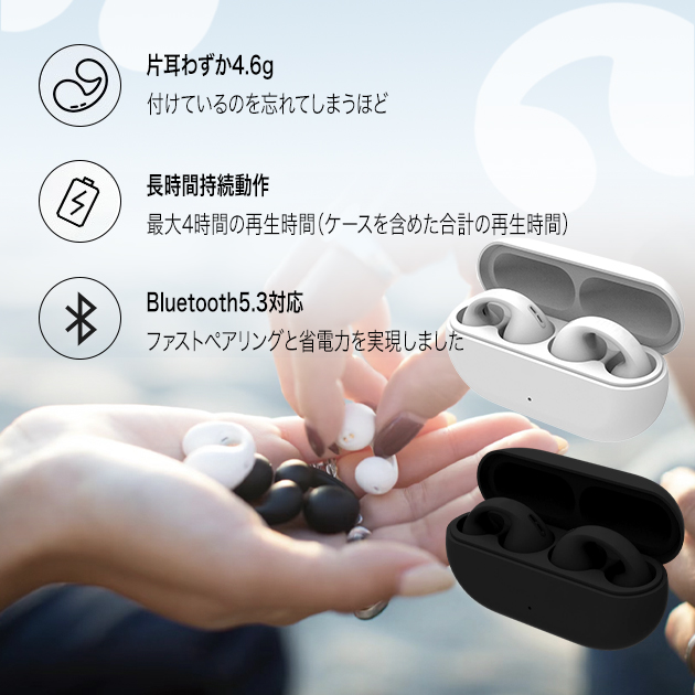 イヤーカフ型 イヤホン オープンイヤー ワイヤ...の詳細画像1