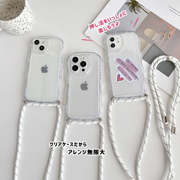 スマホケース うねうね ショルダー 紐 iPh...の詳細画像2