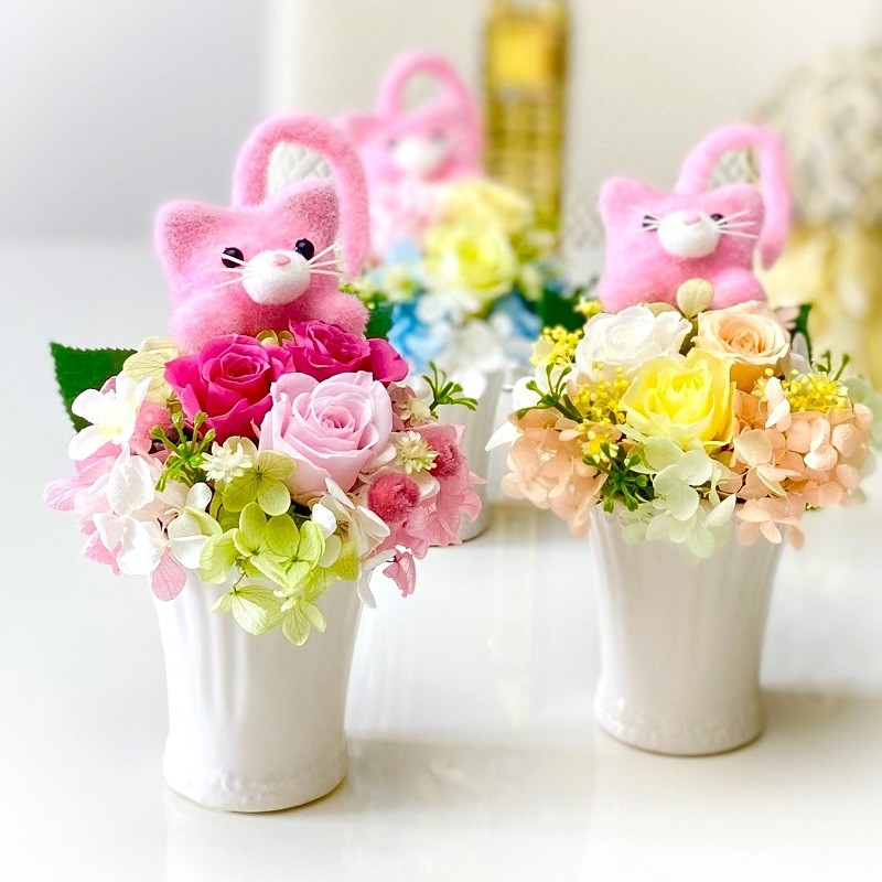 プリザーブドフラワー お花 ネコ お誕生日 プレゼント 母の日
