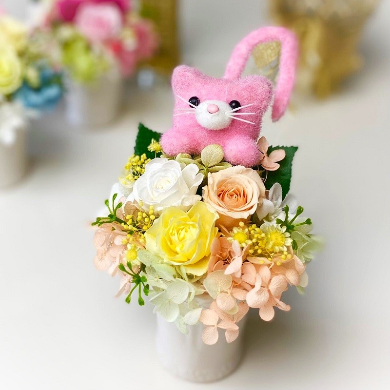 プリザーブドフラワー お花 ネコ お誕生日 プレゼント 母の日