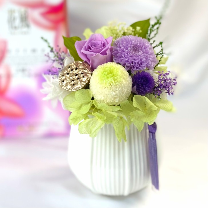 プリザーブドフラワー 花 仏花 お線香セット お供え花 モダン 新仏 初