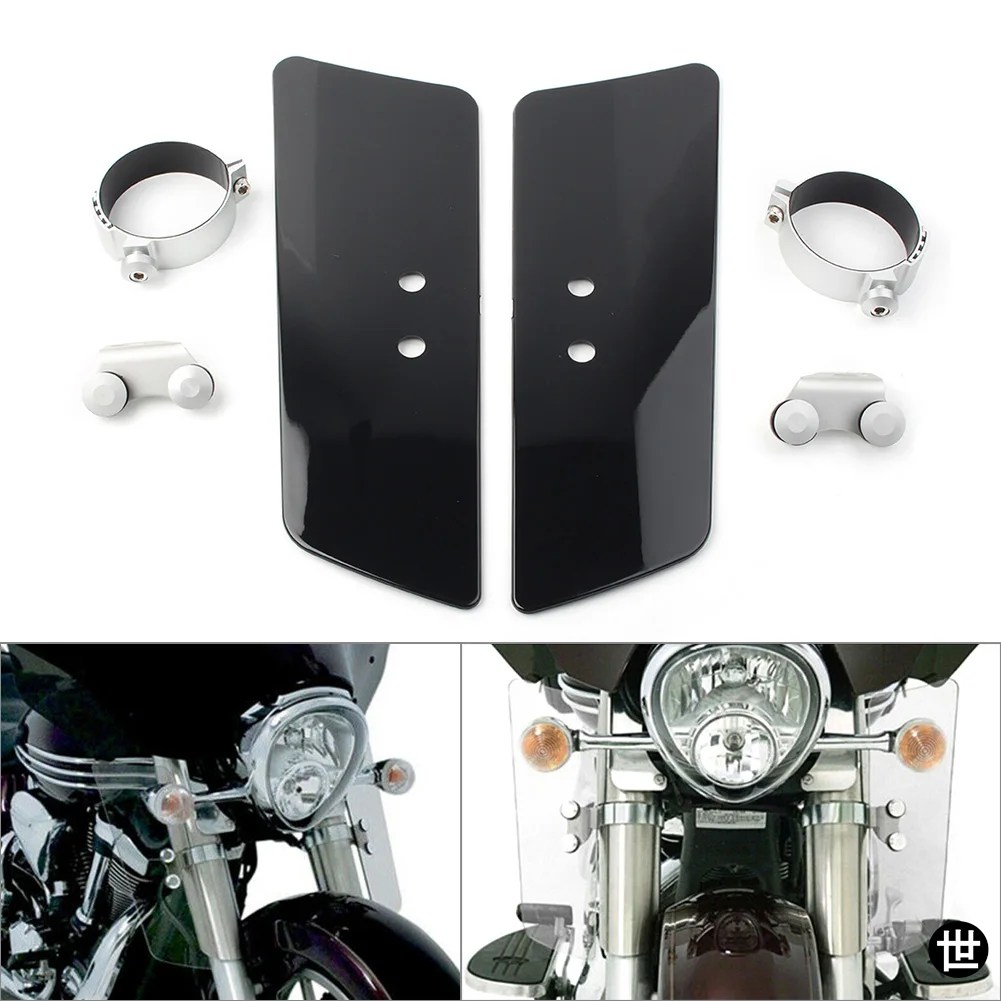 バイク用フォークディフレクターウインドスクリーン 汎用 ホンダ カワサキ スズキ ヤマハ シャドウ A ABS樹脂 クリア/ブラックの画像