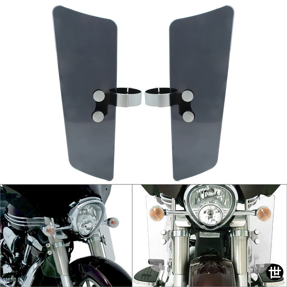 バイク用フォークディフレクターウインドスクリーン 汎用 ホンダ カワサキ スズキ ヤマハ シャドウ A ABS樹脂 クリア/ブラックの画像
