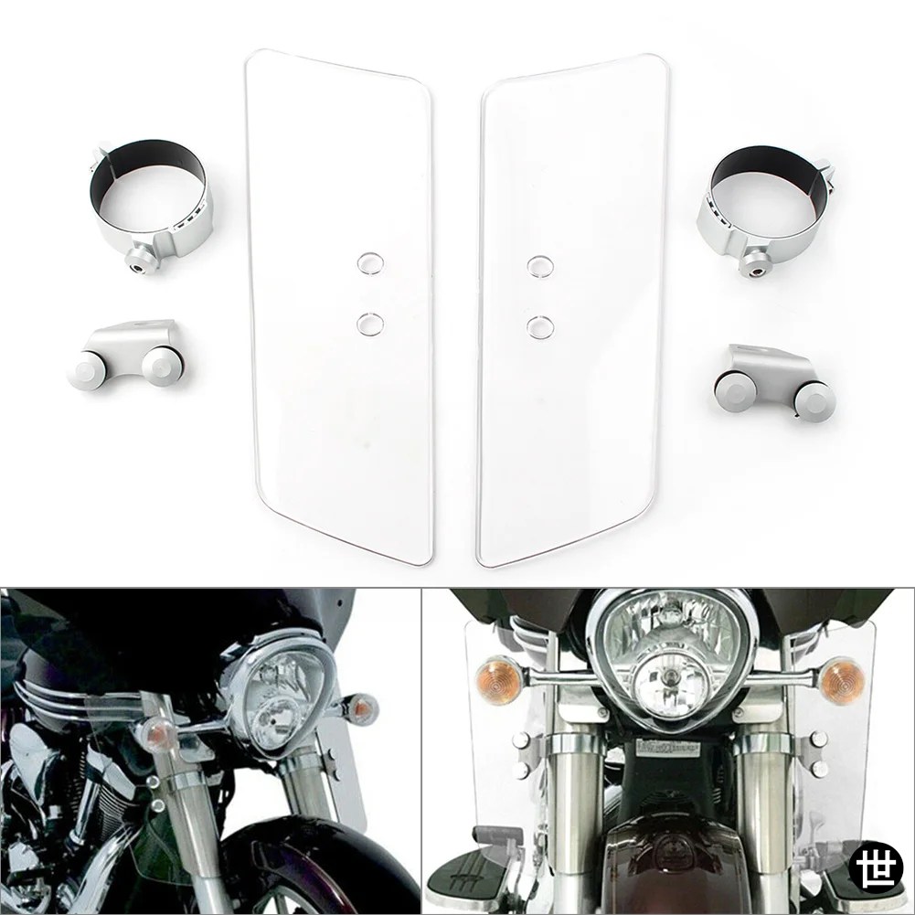 バイク用フォークディフレクターウインドスクリーン 汎用 ホンダ カワサキ スズキ ヤマハ シャドウ A ABS樹脂 クリア/ブラックの画像