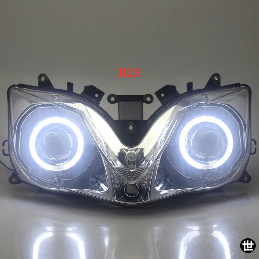 ホンダ CBR600 F4I 2001-2007 用カスタムエンジェルデビルアイズLEDヘッドライトアセンブリHIDプロジェクターヘッドランプ_2