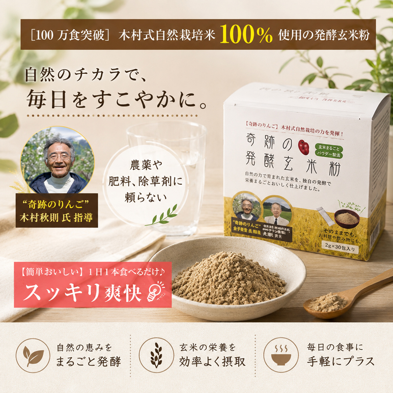 酵素玄米粉 自然栽培 食用 米ぬか パウダー 酵素玄米 【4g×30本】 自然