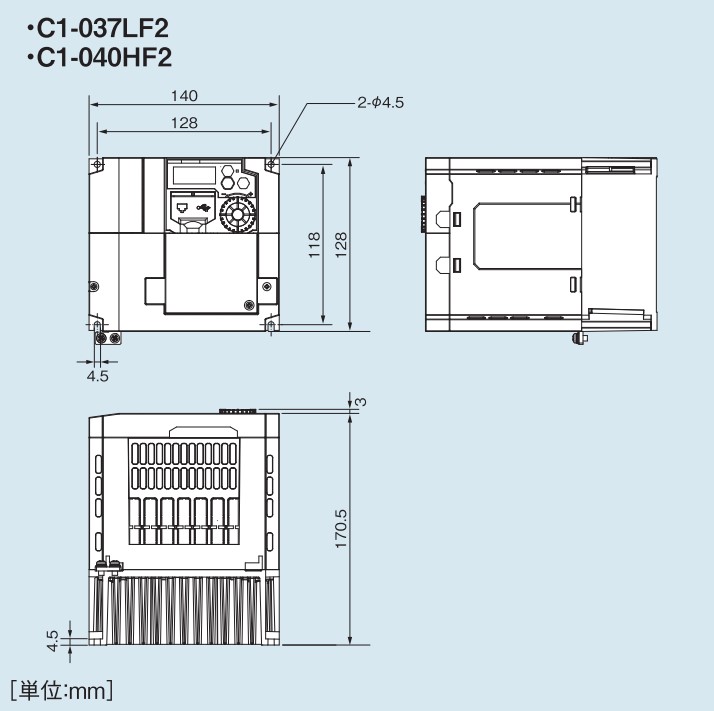 日立 WJ-C1シリーズ 寸法