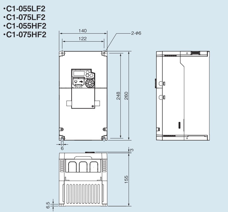 日立 WJ-C1シリーズ 寸法