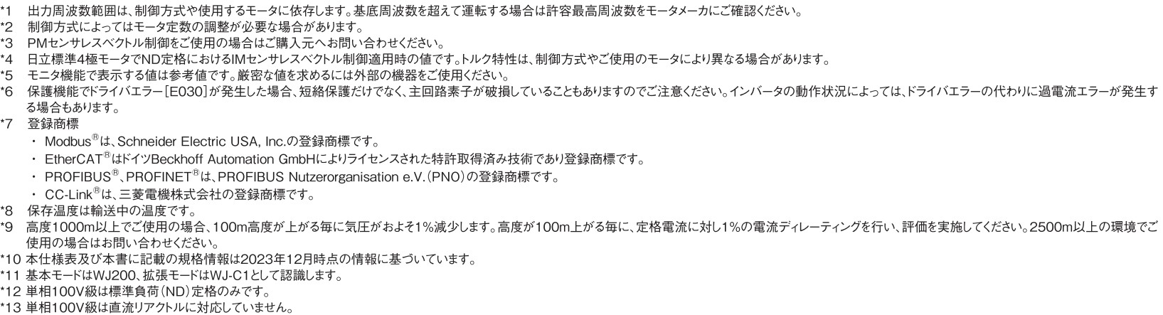 日立 WJ-C1シリーズ 共通仕様3