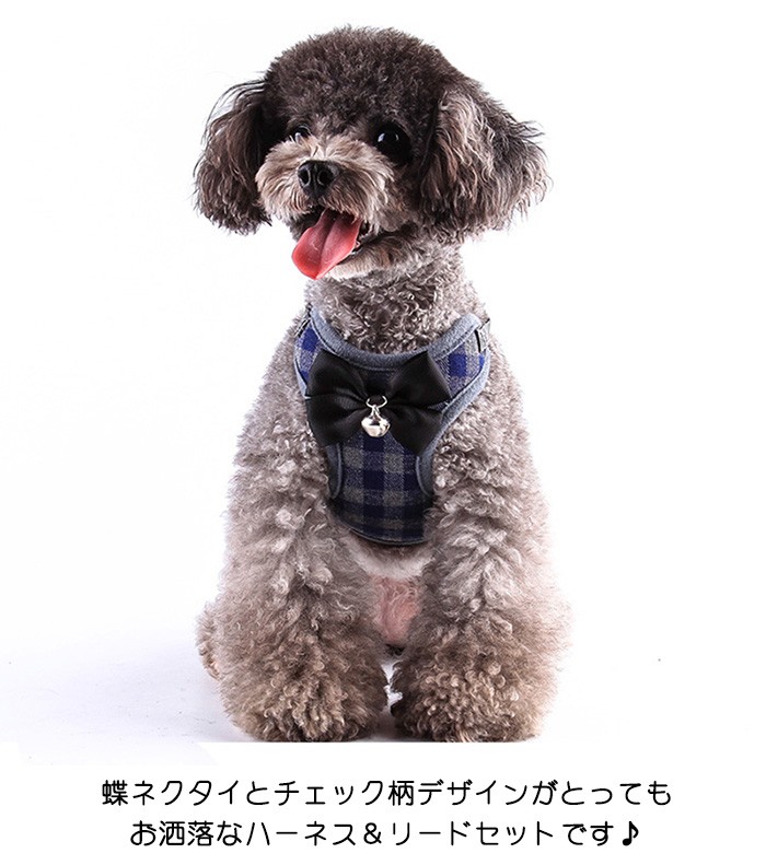 ペット 犬 猫 服 ハーネス リード 胴輪 可愛い 防災 蝶ネクタイ グレー 水玉 Ｍサイズ 割引クーポン