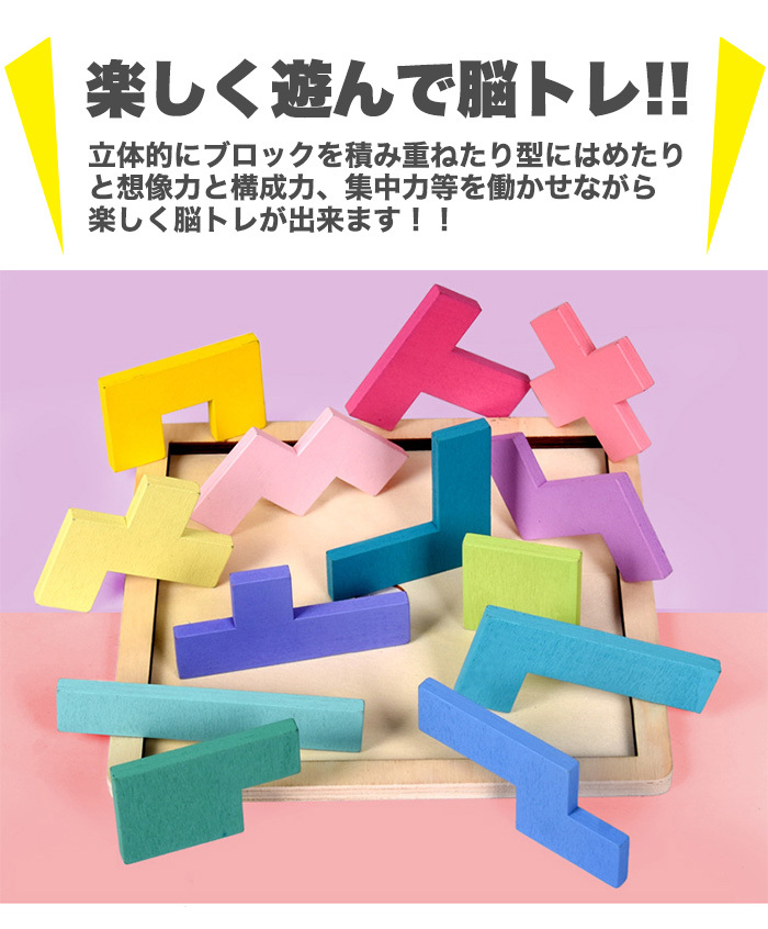 知育玩具 立体パズル 問題集 40問 脳トレ パズル テトリス