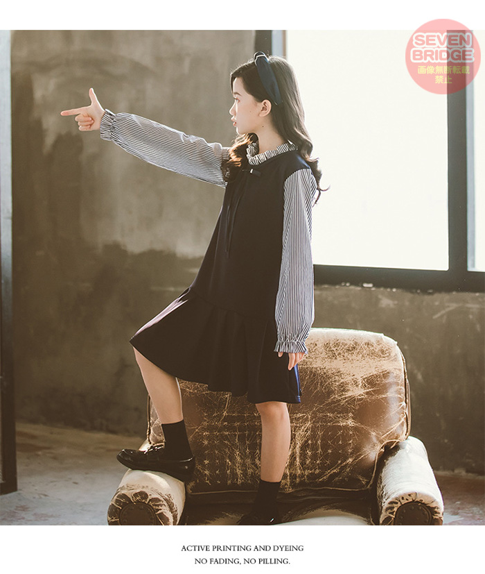 子供服 キッズ 女の子 ワンピース 重ね着 風 ブリーツ スカート 服