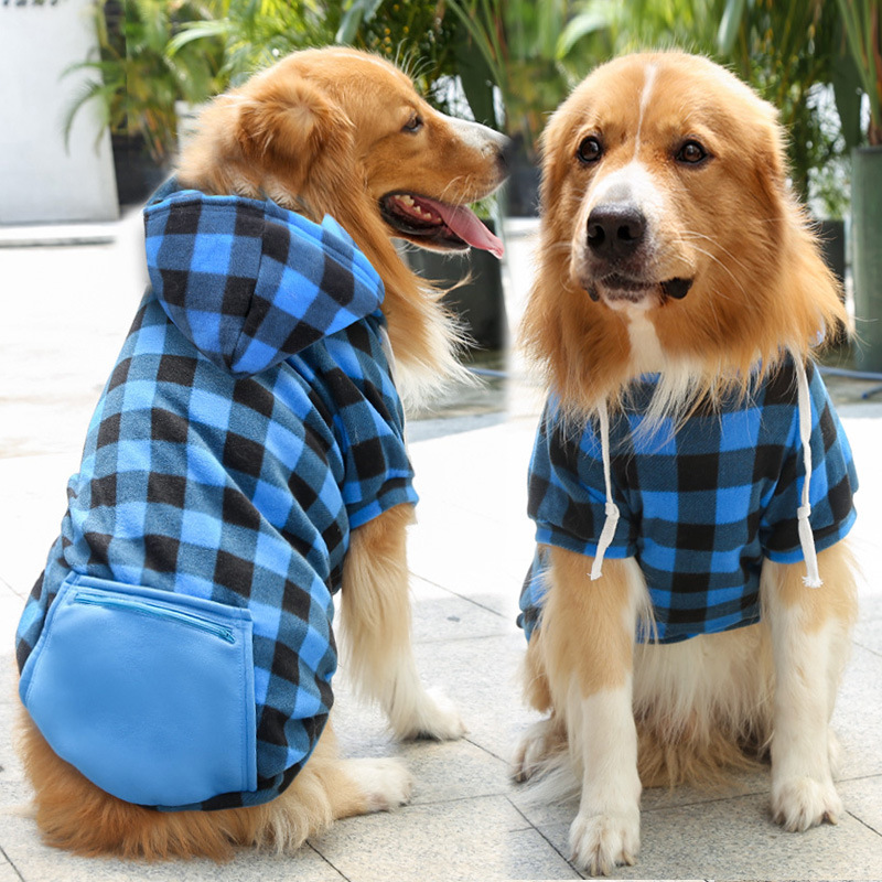 犬 猫 パーカー トレーナー チェック フード ポケット ペット 服 犬服 大型犬 中型犬 防寒