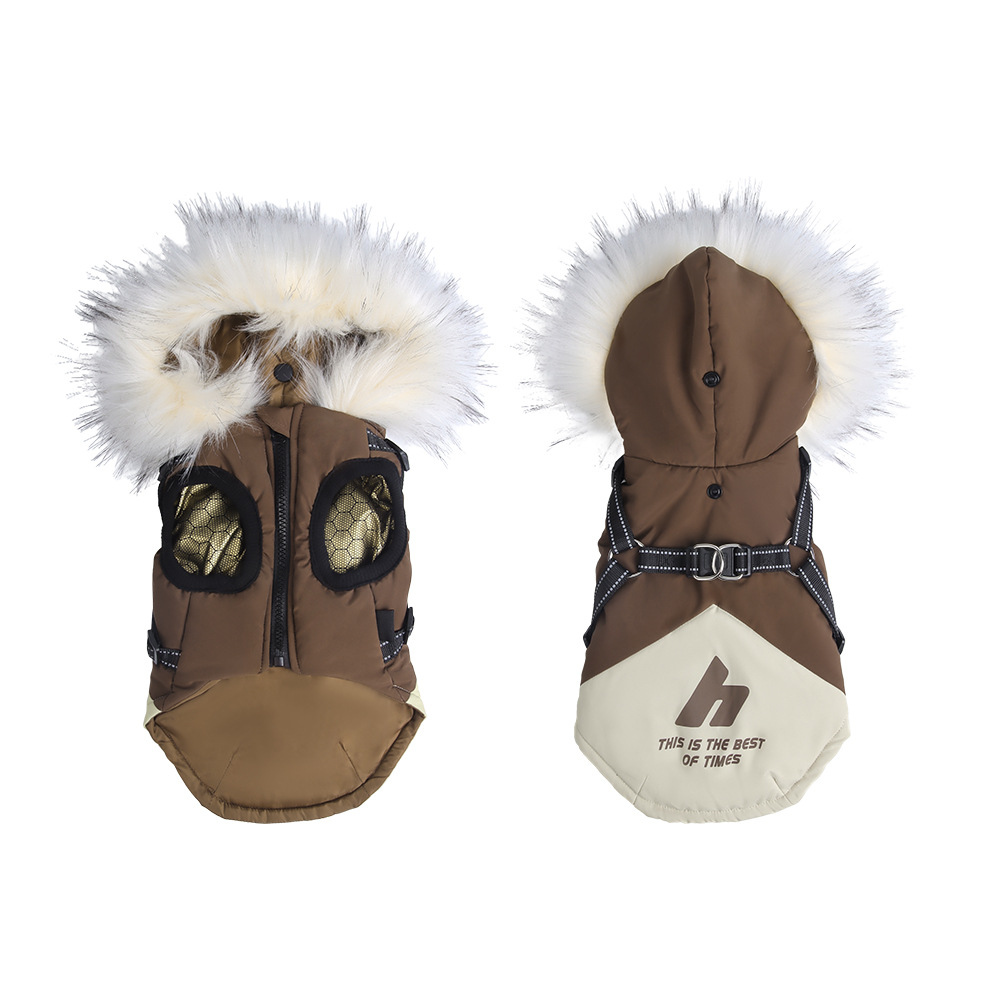 犬 犬服 超暖か ジャケット ハーネス 一体型 高保温 グラフェン発熱