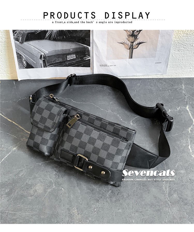 ウェストバッグ メンズ ヒップバッグ バッグ ウェストポーチ チェック柄 最新モデル クラシック おしゃれ スポーツ 送料無料 レザー アウトドア ファッション 超可爱