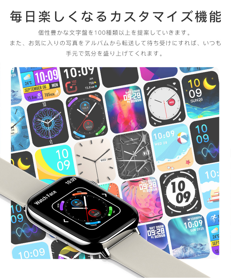 「300オフ」スマートウォッチ 通話機能付き 日本製センサー iphone android 対応 睡眠 歩数計 大画面  着信通知 24時間多機能測定 健康管理 睡眠 防水 2024｜sevendialsss｜18