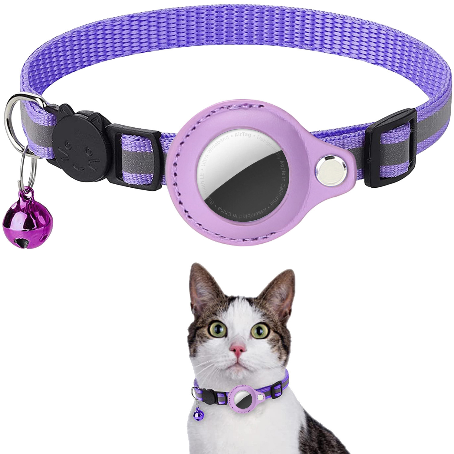 猫 ネコ 犬 首輪 Airtag 用 7色 安全 セーフティバックル カワイイ