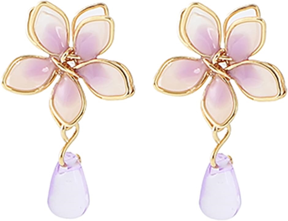 Yahoo! Yahoo!ショッピング(ヤフー ショッピング)ピアス レディース シルバー925 花 揺れる レディースピアス MDM（ バイオレット）