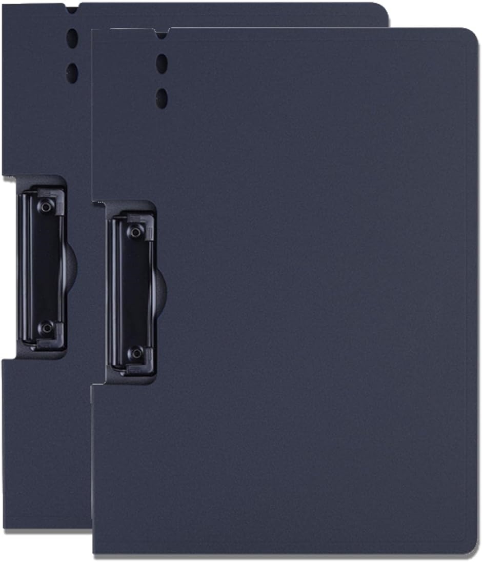 バインダー A4 クリップボード 2つ折り ペンホルダー付 2個セット(ブラック,  横) | ブランド登録なし