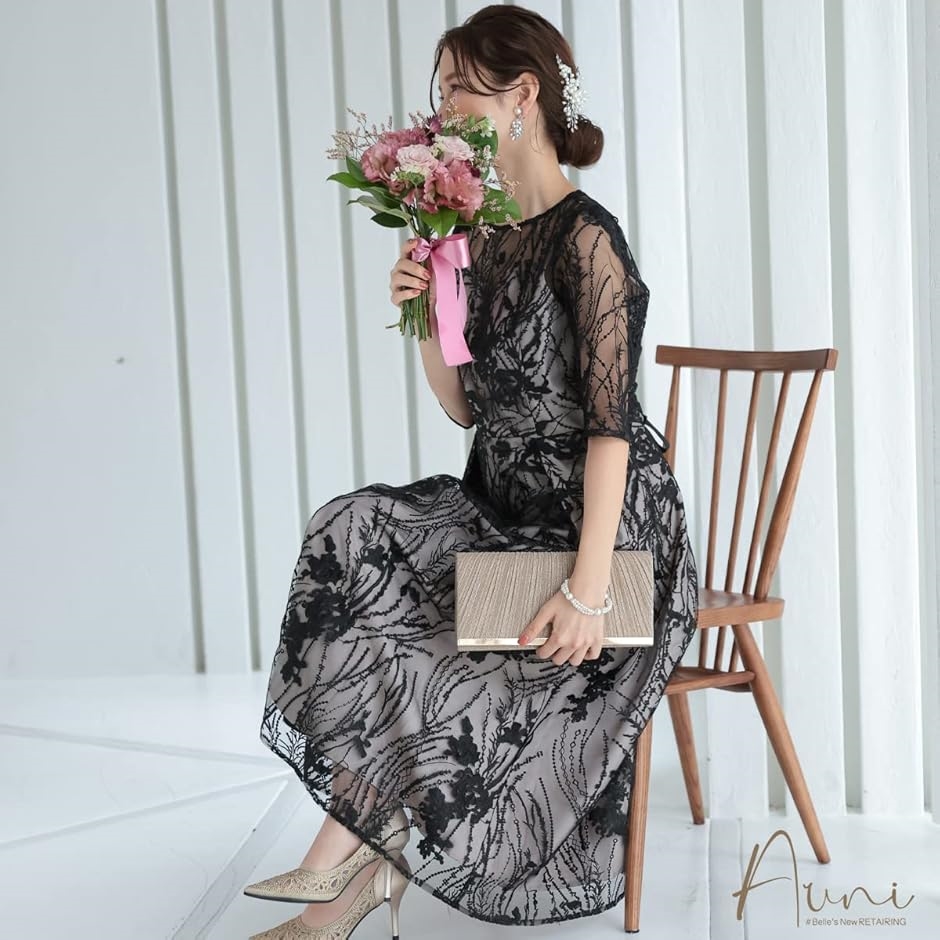 パーティ ワンピース ドレス レディース 結婚式およばれワンピース パーティードレス ブラック( ブラック / 155,  S) | ブランド登録なし | 07