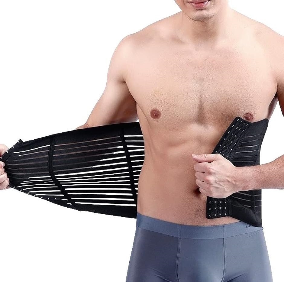 加圧ベルト 腹筋 ウエストサポーター 腰ベルト コルセット メンズ( ブラック,  4XL) | ブランド登録なし