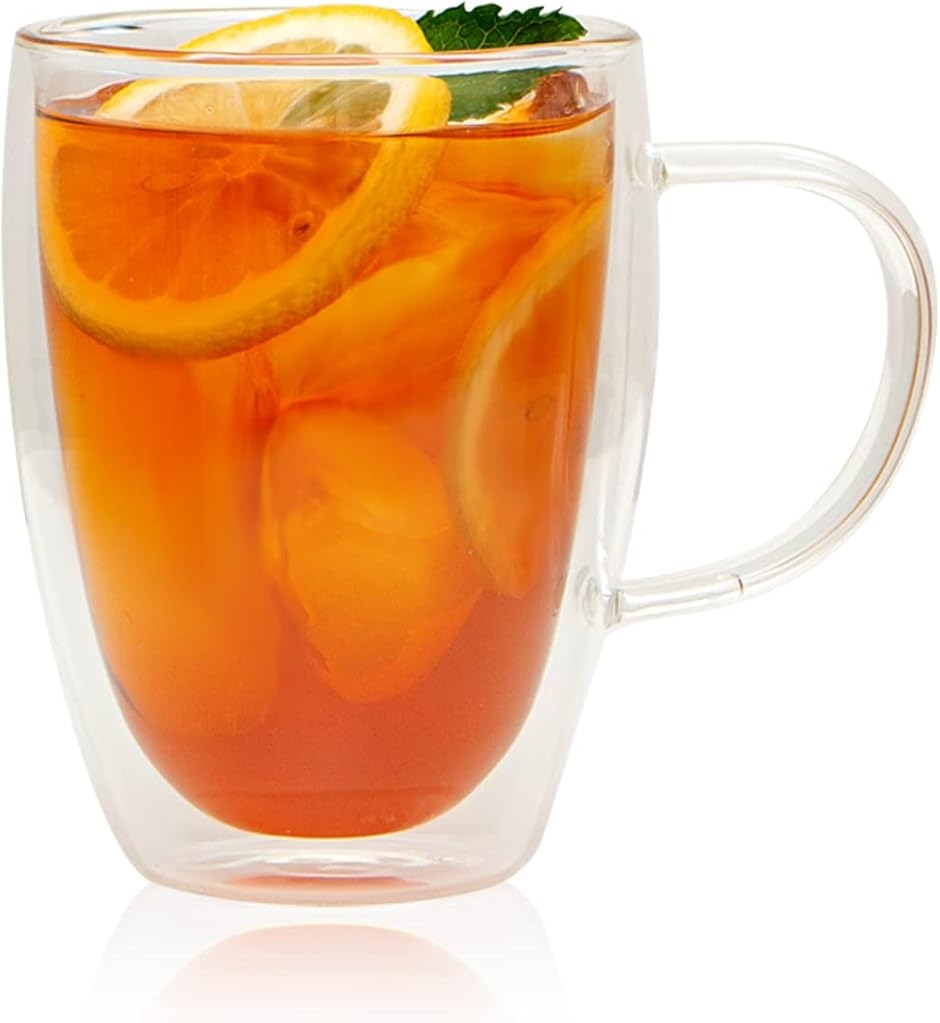 耐熱 二重 グラス マグカップ コーヒーカップ 二重構造で 保温 保冷 が出来る 耐熱グラス 耐熱コップ 結露しない( 350ml) | ブランド登録なし