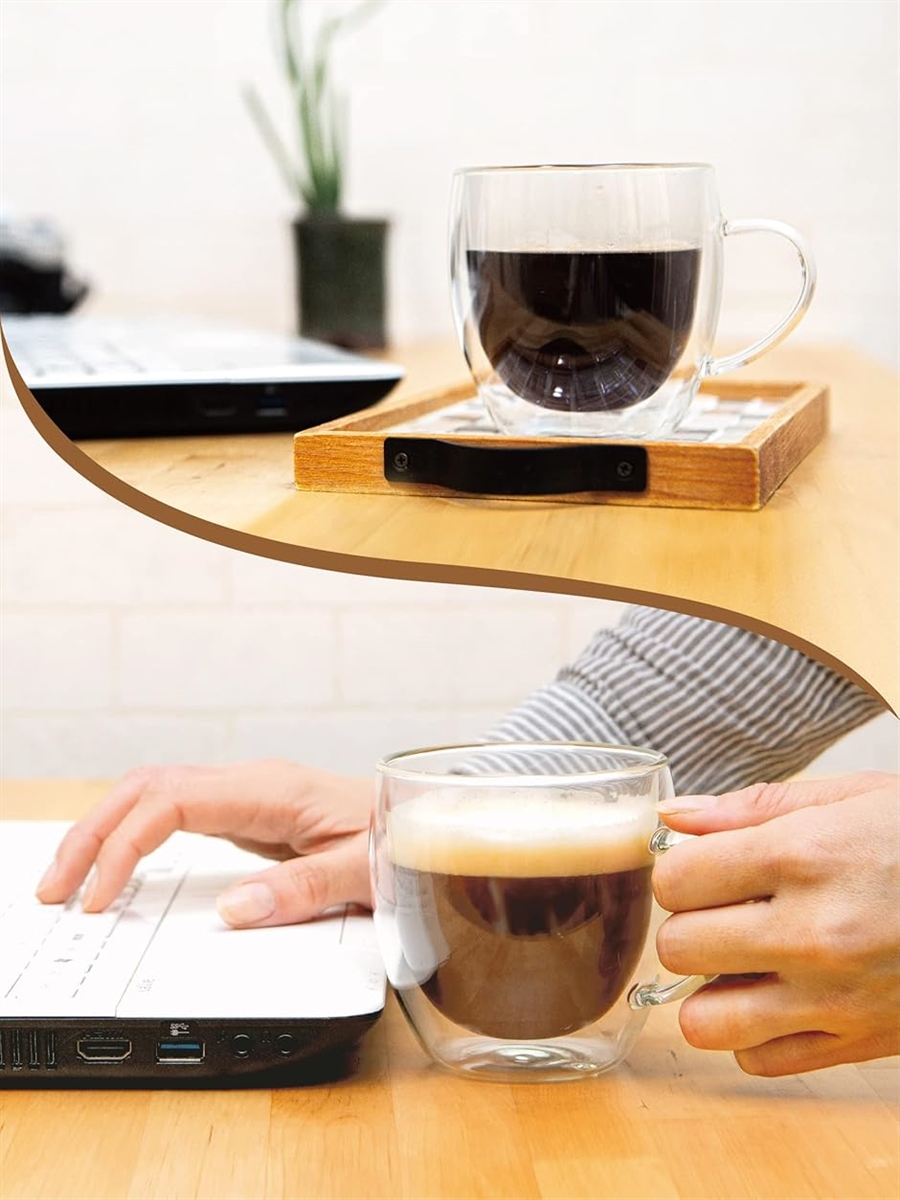耐熱 二重 グラス マグカップ コーヒーカップ 二重構造で 保温 保冷 が出来る 耐熱グラス 耐熱コップ 結露しない( 350ml) | ブランド登録なし | 02