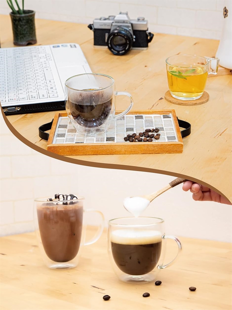 耐熱 二重 グラス マグカップ コーヒーカップ 二重構造で 保温 保冷 が出来る 耐熱グラス 耐熱コップ 結露しない( 350ml) | ブランド登録なし | 03